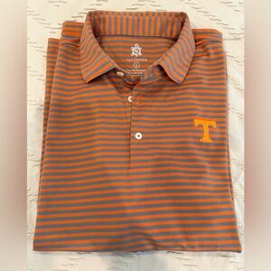 Turtleson Orange and Gray Striped Polo with Tennessee Logo
